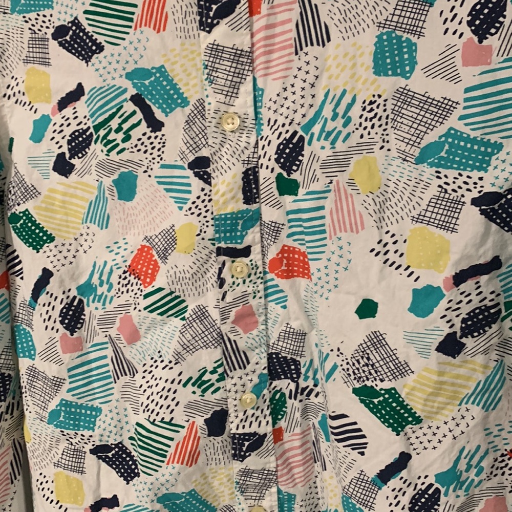 L.O.G.G. H&M Patterned Color-Block Button-Up Long… - image 4